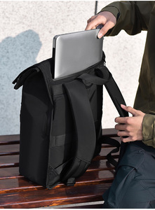 15.6" Large Waterproof Eco-Friendly Nylon Zipper Closure Portable Unisex <b>Backpack</b> Arcuate Shoulder <b>Strap</b> Capacity Commuting - Product Image 6