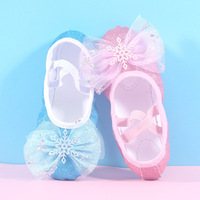 Chaussons de danse bleus à semelle souple, forme ballerine, brillants et mignons pour filles