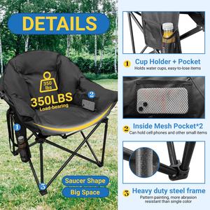 Outdoor Heavy Duty Oversized Lazy Sofa Padded Saucer Portable Folding Camping Garden <strong>Chair</strong> Metal For Workshop And Adult - Product Image 3