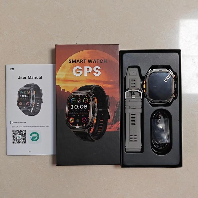 X5 Smart Watch 1.96-inch AMOLED HD Large Screen GPS Dual-band Positioning 5ATM Waterproof Health Monitoring for Men SmartWatch