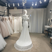 Robes de mariée Lsam10 pour mariées, avec perles, dentelle, jupe sirène, corsage, épaules dénudées, traîne détachable Jancember