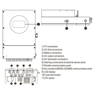 Convertisseur solaire hybride MEAN WELL ES-HSI-6K 6000W 6KW monophasé hors réseau/sur réseau double MPPT IP66 <span class=keywords><strong>WiFi</strong></span> BMS batterie 48V garantie 5 ans - Product Image 4