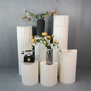 Wholesale Round Folding Art Cylinder <strong>Shelf</strong> <strong>Paper</strong> Pillar <strong>Stand</strong> Cake <strong>Display</strong> <strong>Stand</strong> Plinth Flower Cylinder for Party Wedding - Product Image 2