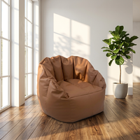 Fauteuil pouf en cuir PU imperméable, canapé paresseux enveloppant avec accoudoirs, siège pouf individuel d'intérieur pour la détente