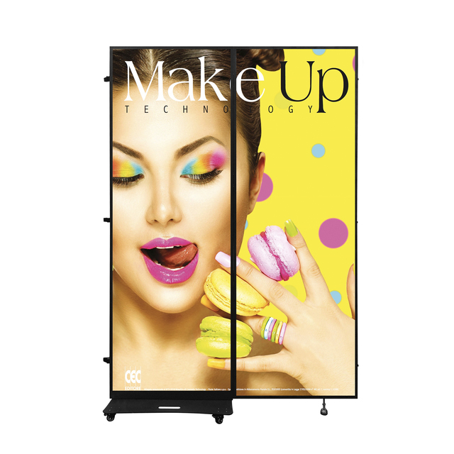 WIVIKIOSK P1.86 Portable Full Color Double-Sided Indoor LED Poster Display Wire Connection Foldable Design Floor Stand Mount