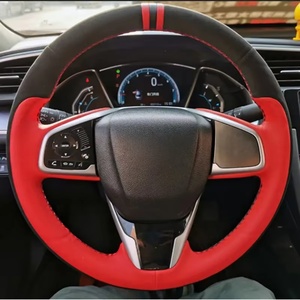 Housse de <span class=keywords><strong>volant</strong></span> de voiture en daim noir antidérapant en cuir véritable pour <span class=keywords><strong>Honda</strong></span> <span class=keywords><strong>Civic</strong></span> 10 2016-2021 CR-V CRV 2017-2021 Clarté 2018-2021 - Product Image 6