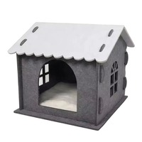 Lit pour chat en feutre en forme de maison, durable, pliable, chaud, motif empreintes de pattes, universel quatre saisons