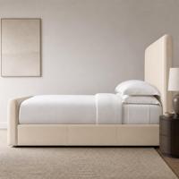 Maßgefertigtes Modernes Designer-Lederbett mit Ausziehbarem Fußteil aus Massivholz, Ideal für Luxushotels