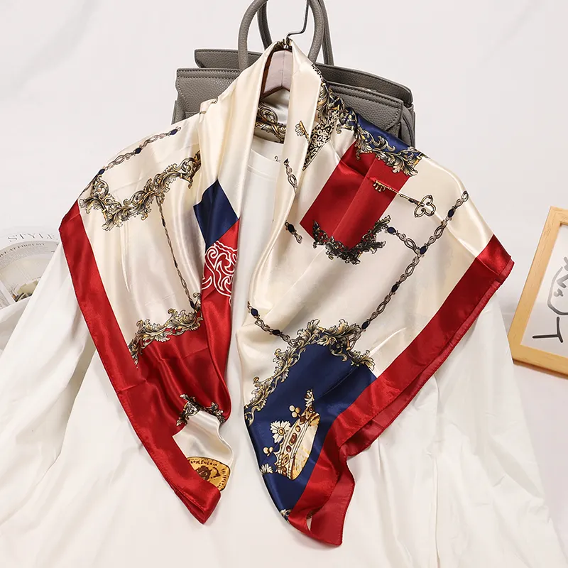 Branded Square Silk Scarf,Fashion Accessory Satin Silk Scarf, Christmas Gifts Silk Scarf