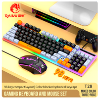 RAIKU T28 104 Key Wired Gaming Keyboard and Mouse Combo Mechanical Feel Rainbow Backlit for PC Laptop Office Home