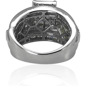 Anillo de Diamantes Ornaatis en Oro Blanco de 14k, Corte Princesa, Engaste Invisible, Diamantes Redondos Brillantes y Baguette, Talla 7.5 - Product Image 4