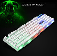 Nouveau clavier mécanique de jeu ultra-fin imperméable avec rétroéclairage LED arc-en-ciel et souris filaire