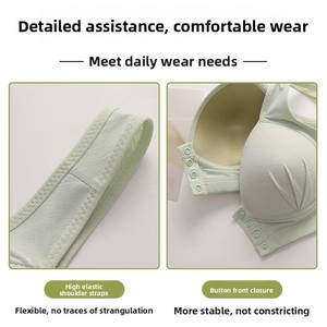 Soutien-gorge respirant sans armatures à fermeture frontale, rembourré doux, couvrant entièrement, pour personnes âgées, post-chirurgie, facile à enfiler, confortable, type bralette - Product Image 4