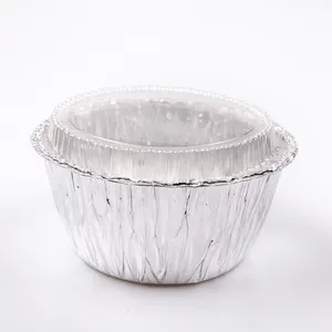 Free Sample Foil Wrapping Silver 1000ml Food Packaging Take Away Tin Round Disposable Deep Aluminum Foil Bowl With Lid