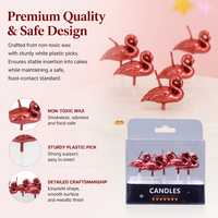 Bougies d'anniversaire flamant rose 3D métalliques rouges personnalisables en gros, 5 pièces, en plastique et cire de paraffine, pour fournitures de fête