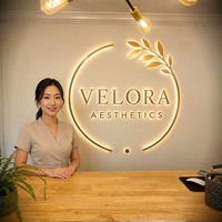 Lettres LED blanches en métal brossé rétroéclairées personnalisées pour salon de beauté, spa capillaire, studio de massage, devanture de magasin, réception, enseigne étanche