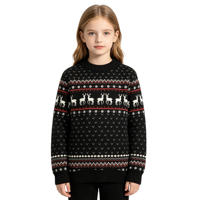 Pull de Noël tricoté sur mesure en 100 % acrylique, style vintage, pour propriétaires d'animaux, grande taille, avec logo frontal, pour l'hiver en famille