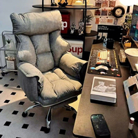 Chaise d'ordinateur inclinable confortable pour la maison, avec dossier pour longues sessions, idéale pour bureau, dortoir, streaming en direct, en acier inoxydable, hauteur réglable