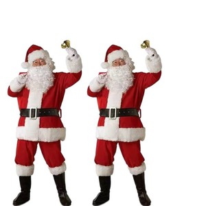 Costume de Père Noël sur mesure, extra large et épais, en velours doré, tenue classique pour spectacle de Noël. - Product Image 5