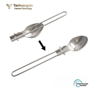 Juego de espátula y cuchara plegables de acero inoxidable, utensilios de cocina duraderos para exteriores de diseño minimalista - Product Image 3