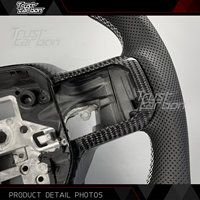 Volant personnalisé en fibre de carbone avec poignée en cuir perforé noir pour Ford F-150 XL 4x4 Raptor R Tremor STX 2019-2025