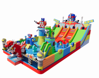 Ciudad de Diversión Inflable Comercial con Temática de Transformers, Parque de Atracciones Inflable de PVC para Niños, Alquiler para Eventos al Aire Libre