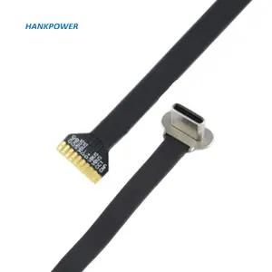 Cable de carga inalámbrica tipo C con ángulo recto macho FPC, fila suave, moldeado por inyección, USB C a Cable FPV de 10 pines