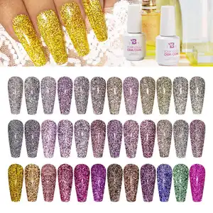 BOZLIN 15ml 36 Color Semi Permanent Super Sparkle Diamond Glitter Soak Off UV Gel Nail Varnishes