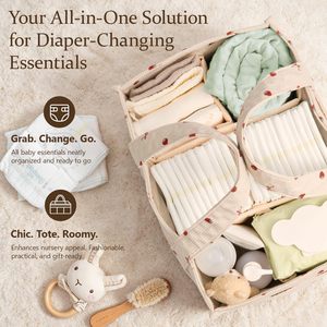 Organisateur de couches pour bébé en velours côtelé avec poignées, panier de rangement pour chambre d'enfant, sac à couches portable, organisateur de voiture pour lingettes - Product Image 4