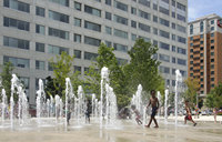 Fontaine d'eau extérieure à poser au sol, fontaine dansante, source lumineuse