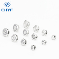 CHYF Micro auto-réinitialisation étanche IP65 bouton d'alimentation interrupteur tactile 12/16/19/22mm court bouton métallique tension max 24v courant max 2A