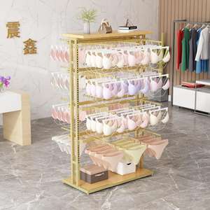 Espositore da Terra Quadrato in Ferro a Doppia Faccia Regolabile Multifunzionale per Negozi di Lingerie, <span class=keywords><strong>Intimo</strong></span> Femminile e Reggiseni - Product Image 2