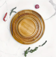 Ronde houten wegwerpdecoratieve schaal voor fruit, dessert en kaas - handgemaakte schaal in Amerikaanse stijl voor cadeaus