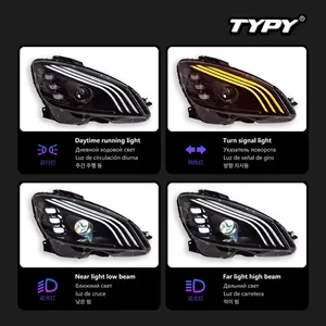 Faros delanteros TYPY para Benz Clase C W204 2007-2010, actualización modificada, nuevos faros LED con señal de giro dinámica DRL, accesorios para automóvil - Product Image 3