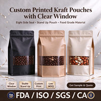 Kantong Kertas Kraft Daur Ulang Murah Model Persegi Panjang Klasik, Dapat Ditutup Kembali, Dilengkapi Jendela Transparan HD dan Ritsleting untuk Pizza dan Champagne