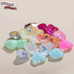 Strass en verre cristal en forme de cœur pour nail art, accessoires de bijouterie DIY, lot en vrac, non toxique, motifs d'amour - Product Image 4