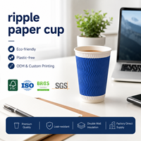 Vaso de Papel de Triple Pared Resistente al Calor y Anti-escaldaduras de 12oz y 16oz para Servicio de Bebidas de Lujo en Cafeterías de Alta Gama