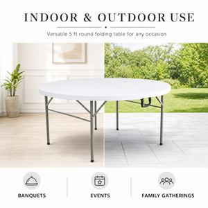 Heavy‑Duty Portable Customizable Plastic Dining <b>Table</b> for Banquet Wedding Outdoor Events <b>Folding</b> <b>Round</b> <b>table</b> - Product Image 4