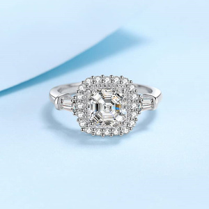 Bague de fiançailles et de mariage pour femme, 2 carats, halo, en argent S925, élément infini, bague scintillante pour <span class=keywords><strong>elle</strong></span> - Product Image 2