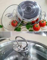 Ensemble de casseroles en acier inoxydable Gold Line de 10 pièces avec couvercle en verre, écologique, durable pour la cuisine à domicile - Pots et poêles multifonctionnels