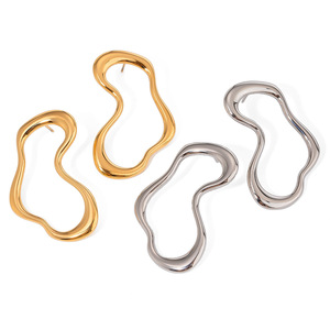 Pendientes de aro irregulares de acero inoxidable chapado en oro de 18 quilates, huecos, geométricos, joyería de moda para mujer. - Product Image 1