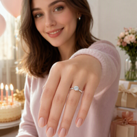 Bague ouverte ajustable en moissanite 1 carat couleur D VVS, en argent sterling S925 plaqué rhodium et or 14K, coupe 3EX, cadeau d'anniversaire, bagues GRA