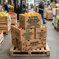 Boîtes en carton ondulé rigide pliables pour l'expédition de fruits, légumes et fruits de mer, avec impression personnalisée XJY