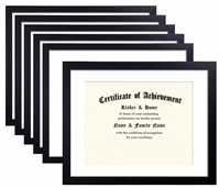 Cadre de diplôme noir personnalisé OEM ODM, lot de 6, 8,5x11 avec passe-partout, logo laser, marque privée pour les marques de bureaux et d'écoles