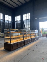 Vitrine de boulangerie commerciale personnalisée avec bande lumineuse LED, comptoir en acier inoxydable, porte en verre trempé MDF, fabrication durable