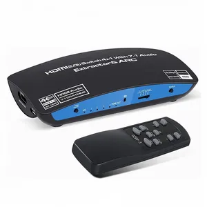 4K 60Hz HDMI Switch 4x1 with 7.1 Audio Extractor, 4 Port HDMI2.0b Switcher Box with HDMI Atmos 7.1CH/ Optical 5.1CH/3.5mm Out