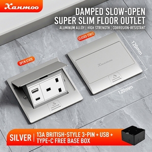 Enchufe de Piso Empotrado Ultrafino Impermeable con Amortiguación de Aleación de Aluminio Tipo 120, Estándar Europeo - Product Image 5