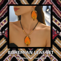 Parure de bijoux de luxe pour femme, style ethnique bohème rétro européen, en alliage, motif feuille, pour anniversaire et soirée