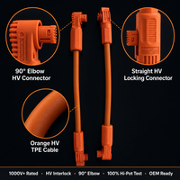 Câble de liaison haute tension EV tout orange 1000V, connecteur HV coudé à 90 degrés ou droit, personnalisé OEM pour pack batterie ESS