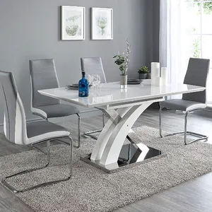 Современный современный глянцевый обеденный стол из МДФ с бабочкой и высоким блеском, мебель для столовой